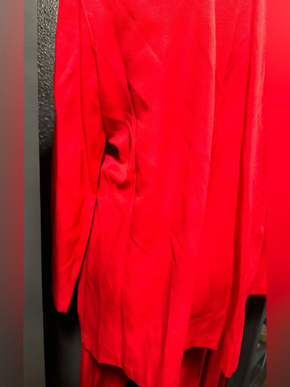 Betsy Lauren Red Tang Suit with Mandarin lounge pants w/ Elastic Waist size 10